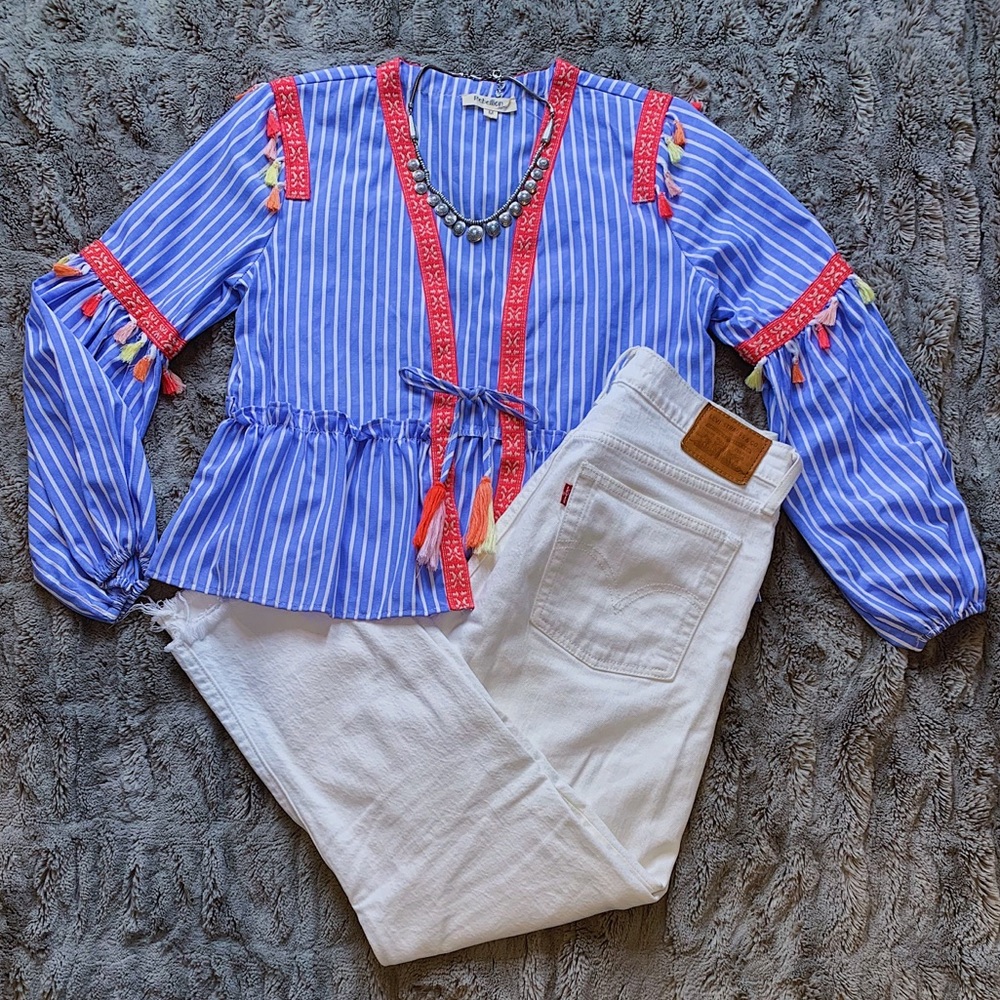 Boho Tassle Tie Front Top